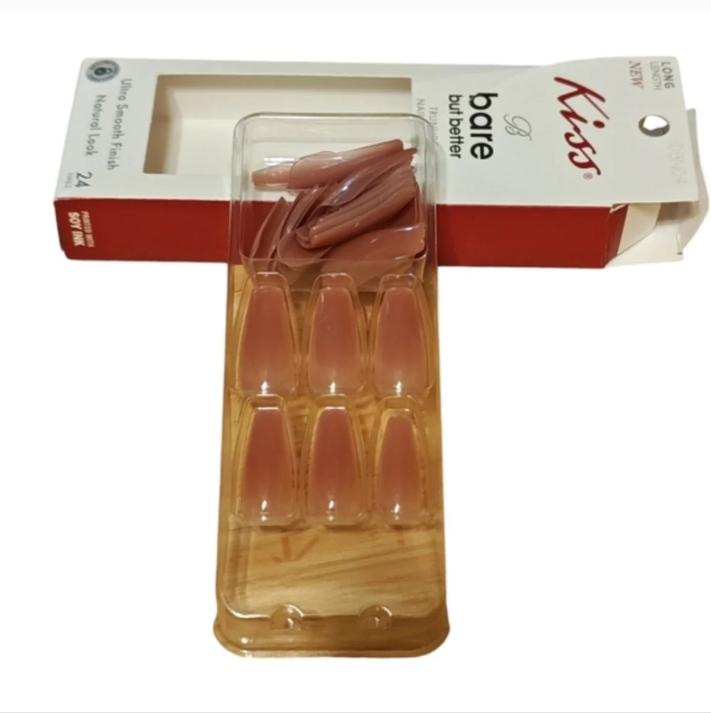 KISS Bare But Better Nails Rose Garden DBN04 Long Length TruNude Coffin 24pc New